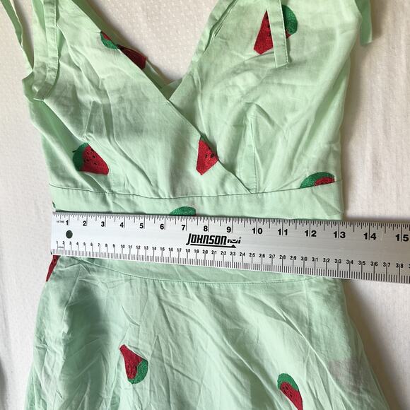 Voodoo Vixen Women Dress S Mint Green Watermelon Embroidery Fruit Fit & Flare - Picture 6 of 12